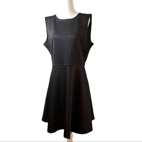 DAISY Fuentes black sleeveless mid length dress back zipper a-line size large - Picture 1 of 12